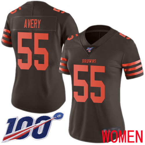 Cleveland Browns Genard Avery Women Brown Limited Jersey 55 NFL Football 100th Season Rush Vapor Untouchable